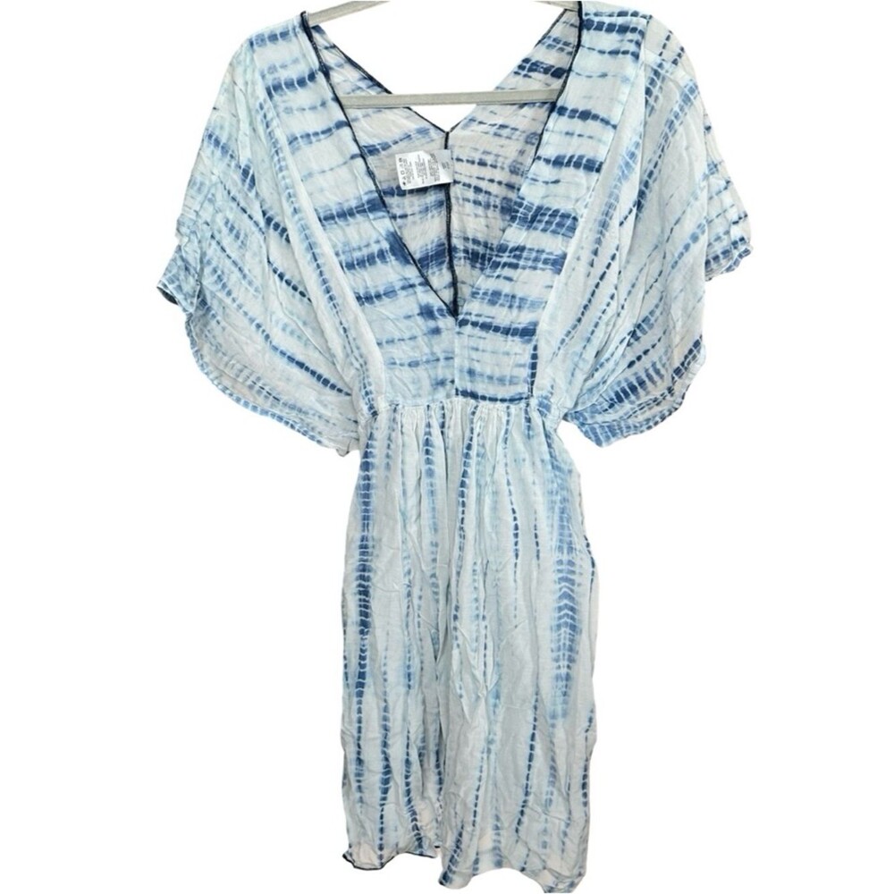 Polo Ralph Lauren Blue Tie Dye Voile Kaftan Resort Beach Swim Cover Up Size S/M
